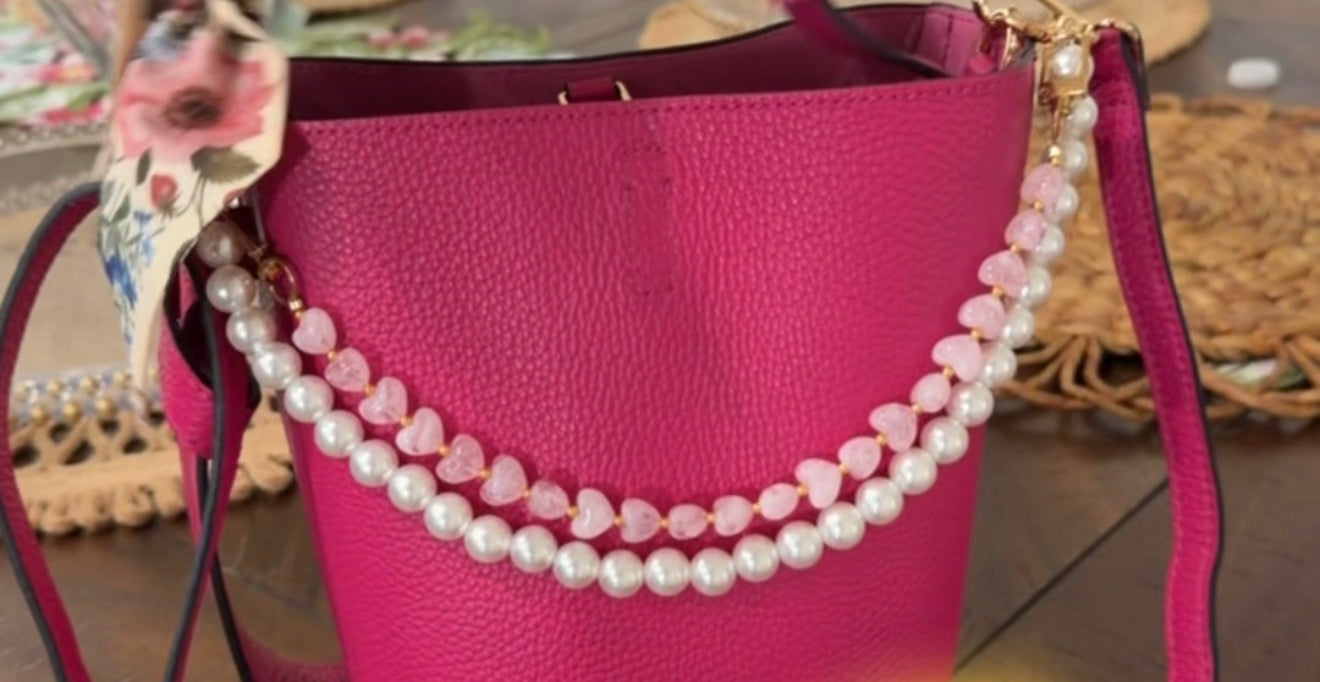 Pearl & Heart chain Bag Charm