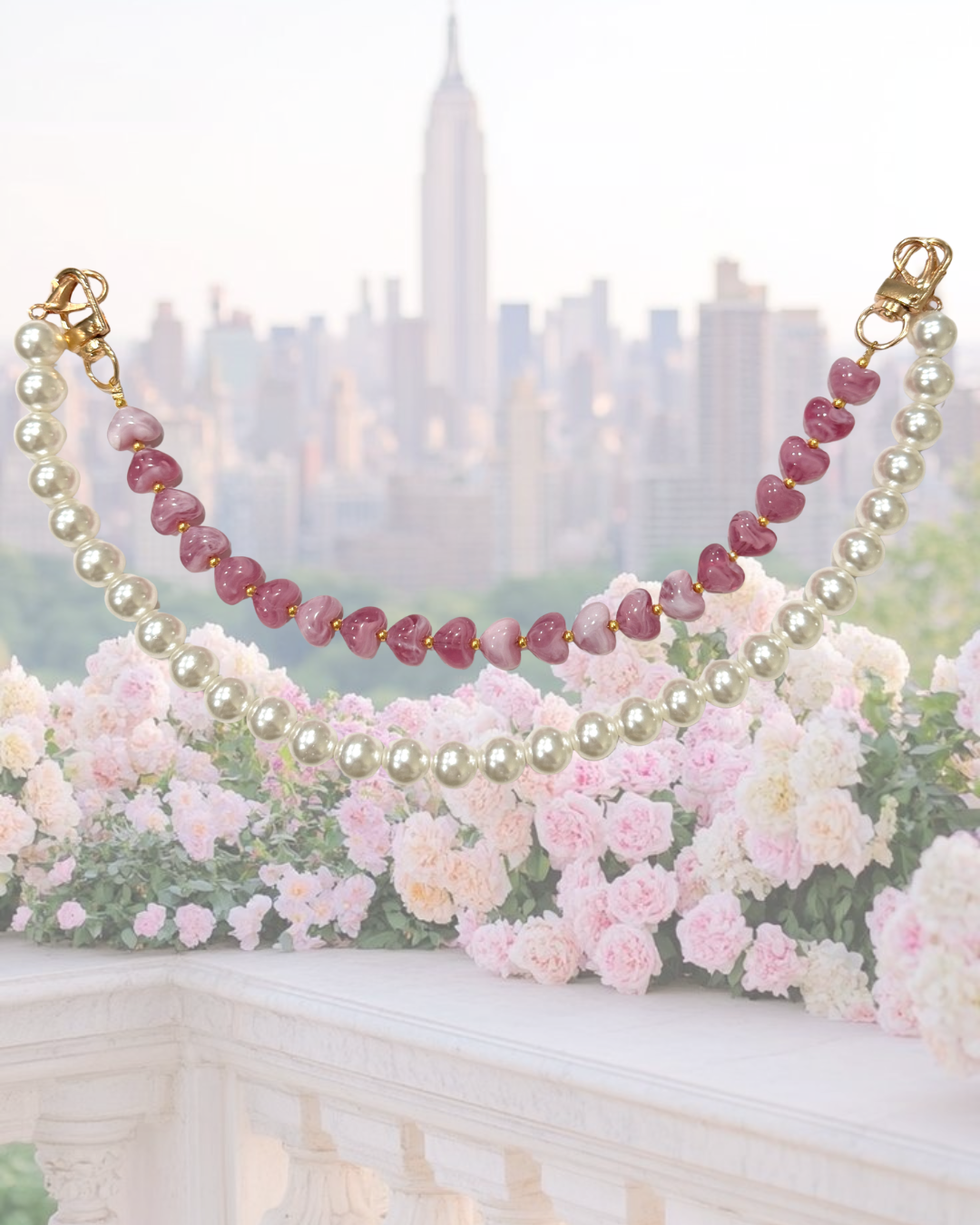 Pearl & Heart chain Bag Charm