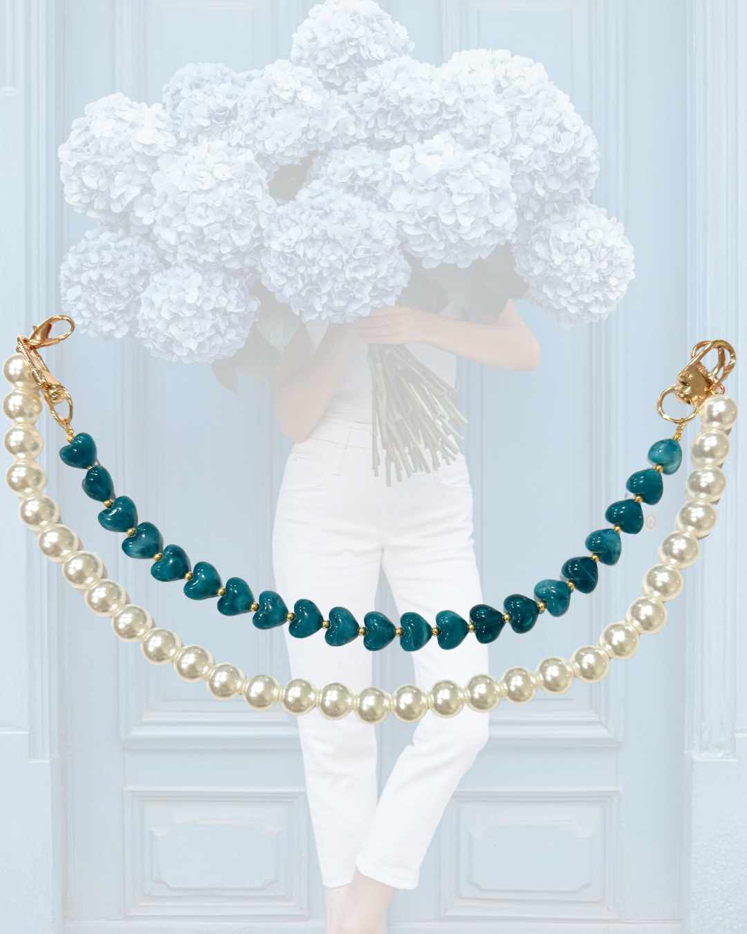 Pearl & Heart chain Bag Charm