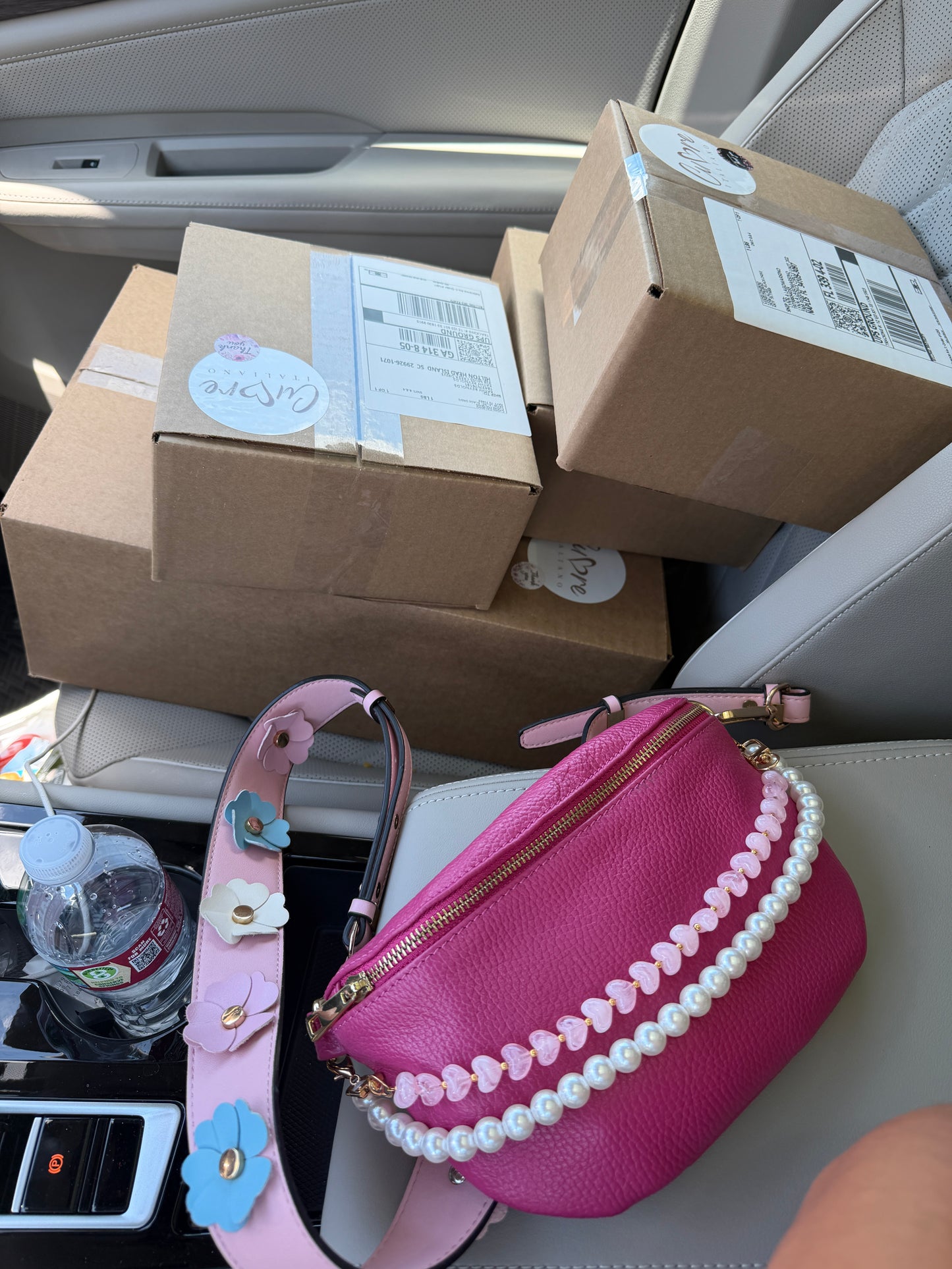 Pearl & Heart chain Bag Charm