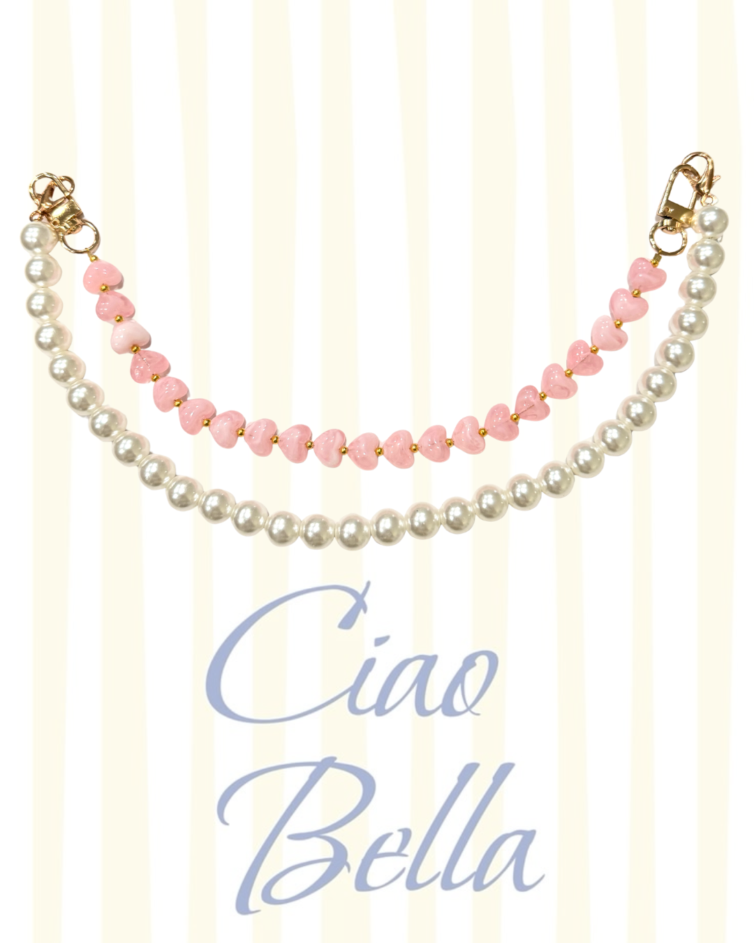 Pearl & Heart chain Bag Charm