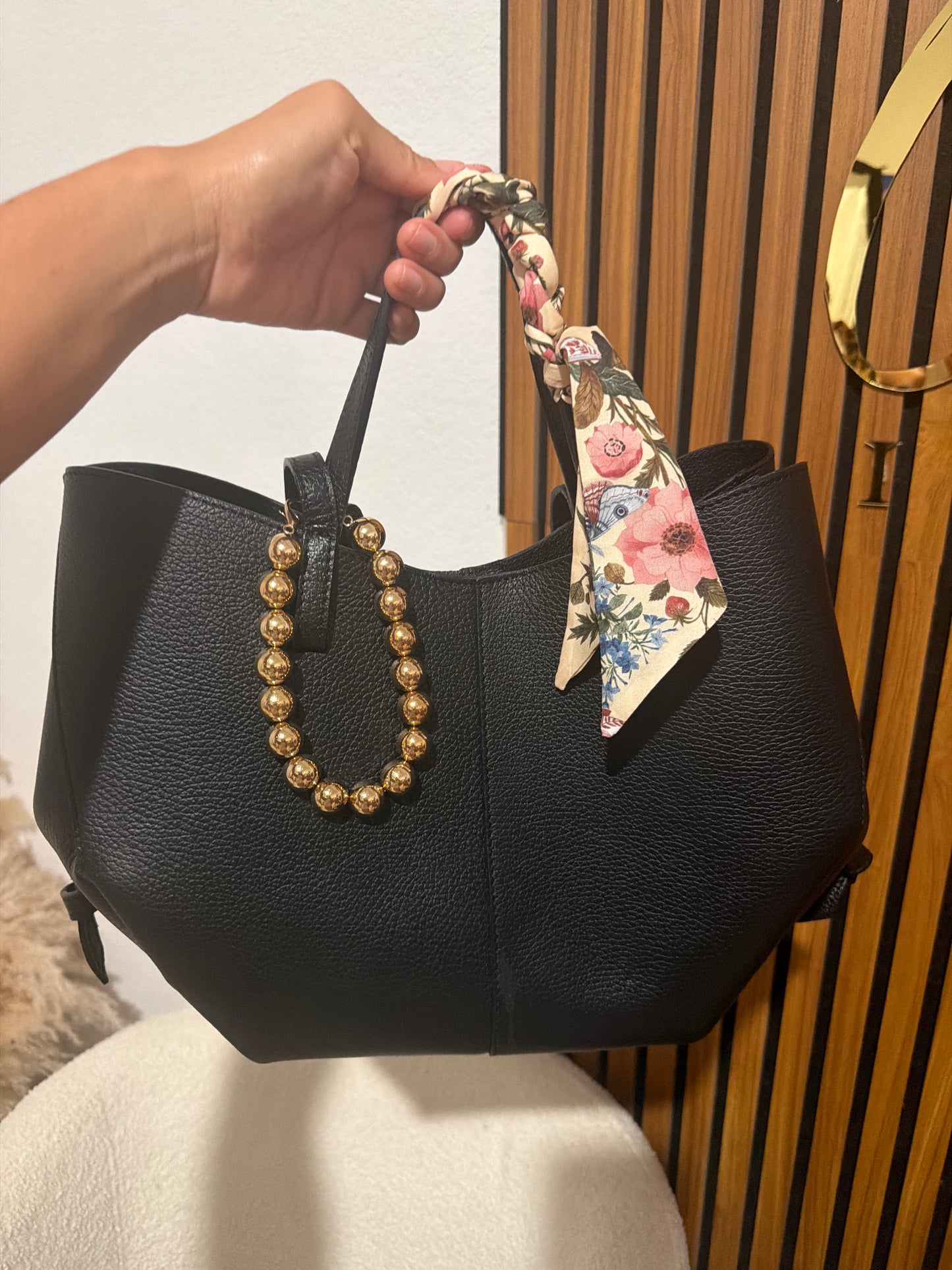 Gold Beaded Bag Charm